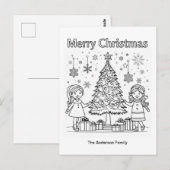 Kinder Festliche Farbbildhauerei Frohe Weihnachten Postkarte (Vorne/Hinten)