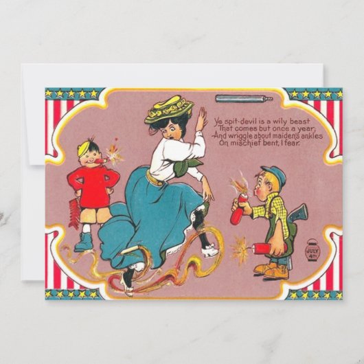 Kinder Feuerwerk Prank Frau Einladung (Vorderseite)