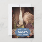 Kinder FIrst Rodeo Blue/Brown Western Foto Dankeskarte (Vorderseite)