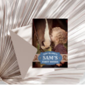 Kinder FIrst Rodeo Blue/Brown Western Foto Dankeskarte