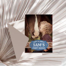 Kinder FIrst Rodeo Blue/Brown Western Foto Dankeskarte