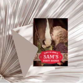 Kinder FIrst Rodeo Rot/Braun Western Foto Dankeskarte