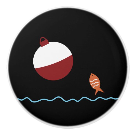 Kinder Fisch und Köder Keramikknauf (Vorderseite)