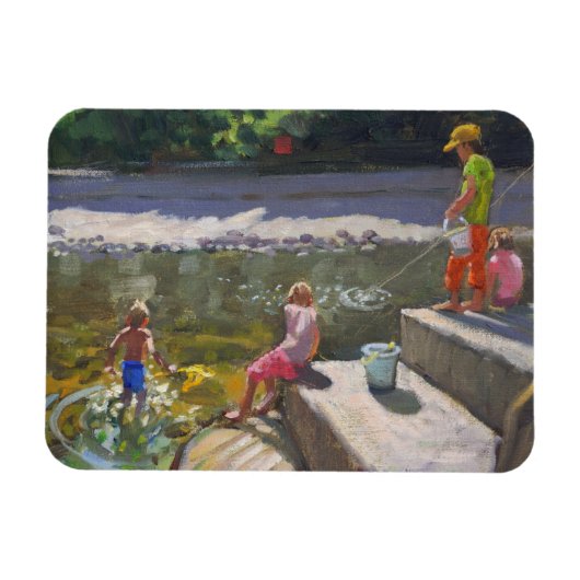 Kinder fischen Looe Cornwall 2014 Magnet (Horizontal)