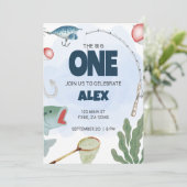 Kinder Fischen Thema Geburtstag Einladung (Stehend Vorderseite)