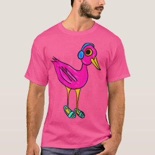Kinder Flamingo rosa Musik mit Kopfhörer hören T-Shirt