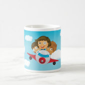 Kinder fliegendes Flugzeug Cartoon-Spaß Luftfahrt Kaffeetasse (Mittel)