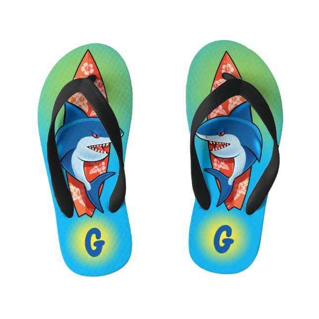 Kinder Flip Flops Hai surfen Hippie Boho benutzerd Kinderbadesandalen (Fußbett)