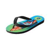 Kinder Flip Flops Hai surfen Hippie Boho benutzerd Kinderbadesandalen (Schrägansicht)