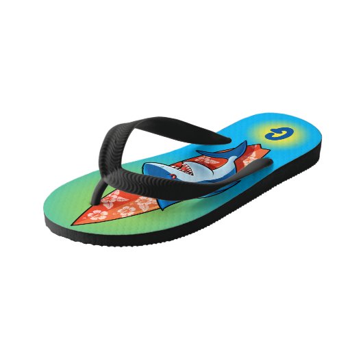 Kinder Flip Flops Hai surfen Hippie Boho benutzerd Kinderbadesandalen (Schrägansicht)