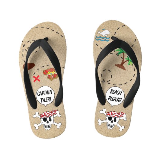 Kinder Flip Flops Pirate Karte Kinderbadesandalen (Fußbett)