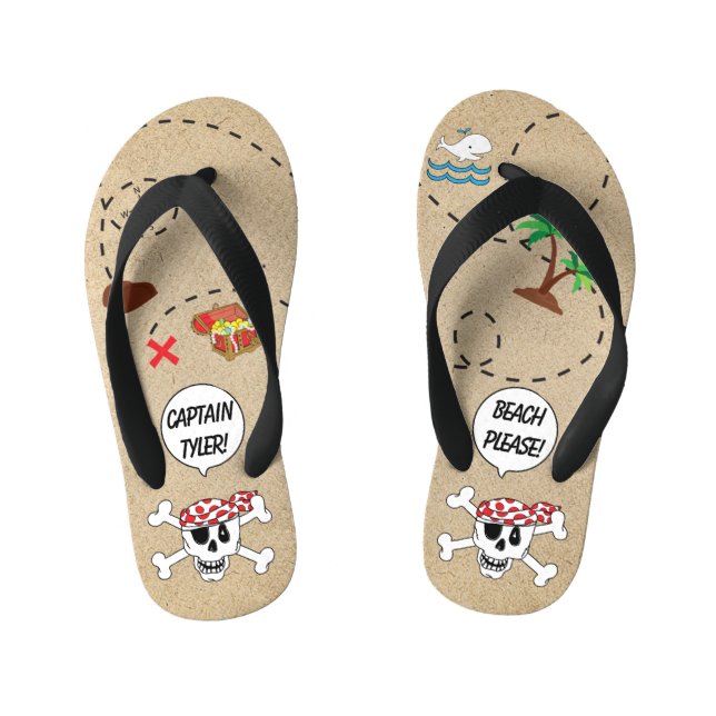 Kinder Flip Flops Pirate Karte Kinderbadesandalen (Fußbett)