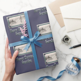 Kinder Foto Frohe Weihnachtsgroßvater Lila Geschenkpapier
