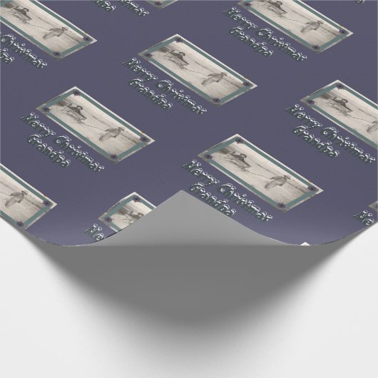 Kinder Foto Frohe Weihnachtsgroßvater Lila Geschenkpapier (Ecke)