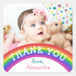 Kinder Foto Geburtstag Danke Aufkleber Regenbogen