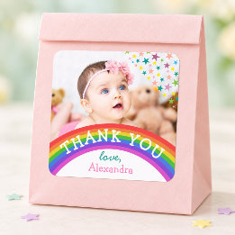Kinder Foto Geburtstag Danke Aufkleber Regenbogen