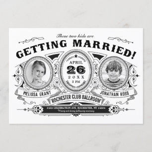 Kinder-Foto-Hochzeitseinladungen   Vintage Retro Einladung