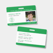 Kinder Foto ID Abzeichen Musik Tour Schule Ausweis (Vorder- & Rückseite)