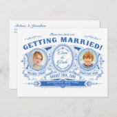 Kinder Foto Save the Date Hochzeit Postkarten Vint (Vorne/Hinten)