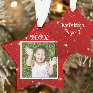 Kinder Foto Twinkling Stars Roter Weihnachtsschmuc Ornament