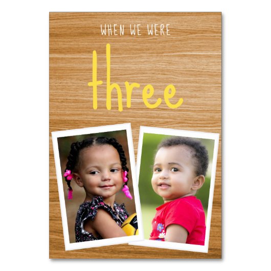 Kinder Fotos, als wir im Alter von Retro auf Holzh Tischnummer (Vorderseite)