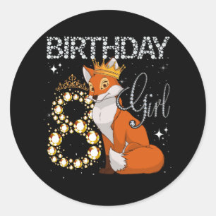 Kinder Fox Animal Lovers 8th Birthday Girl Fox B-d Runder Aufkleber