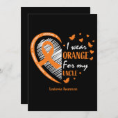 Kinder Frauen ich trage Orange für meine Onkel Leu Einladung (Vorne/Hinten)