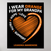 Kinder Frauen ich trage Orange für meine Opa Leukä Poster (Vorne)