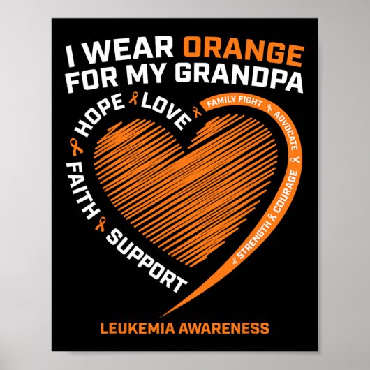 Kinder Frauen ich trage Orange für meine Opa Leukä Poster (Vorne)
