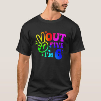 Kinder Frieden fünf bin ich 6 Jahre alt 6. Geburts T-Shirt