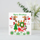 Kinder frohe Weihnachten Hurry Santa Riding Giraff (Stehend Vorderseite)