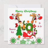 Kinder frohe Weihnachten Hurry Santa Riding Giraff (Vorderseite)