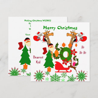 Kinder frohe Weihnachten Hurry Santa Riding Giraff