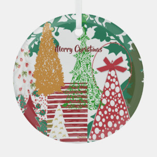 Kinder frohe Weihnachtsbaumen Rote grüne Gold Deko Ornament Aus Glas