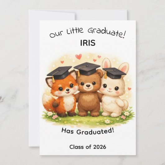 Kinder Fuchs Bär Hase Wald Graduierung Karte (Vorderseite)