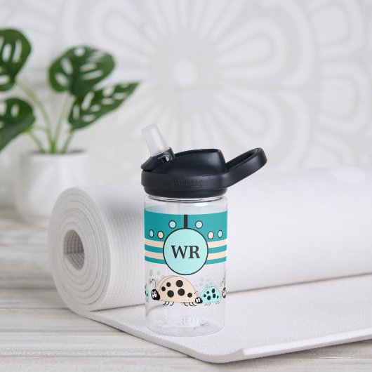 Kinder fügen Initialen ladybugs türkis creme hinzu Trinkflasche (Yoga)