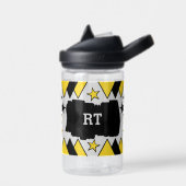 Kinder fügen Initialen Sterne Dreiecke schwarz gel Trinkflasche (Links)