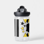 Kinder fügen Initialen Sterne Dreiecke schwarz gel Trinkflasche (Vorne)