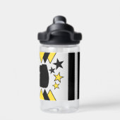 Kinder fügen Initialen Sterne Dreiecke schwarz gel Trinkflasche (Rückseite)