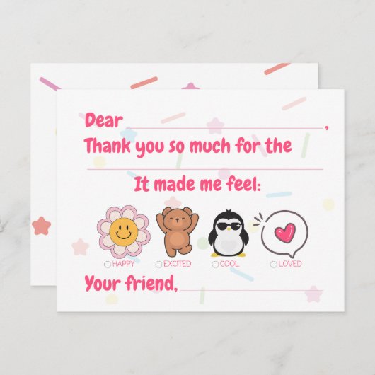 Kinder füllen Dankeschön-Karte aus (Vorne/Hinten)