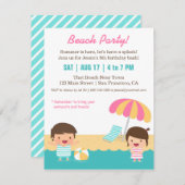 Kinder Fun Beach Geburtstagsparty Einladung (Vorne/Hinten)