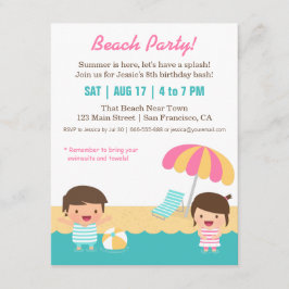 Kinder Fun Beach Geburtstagsparty Einladung