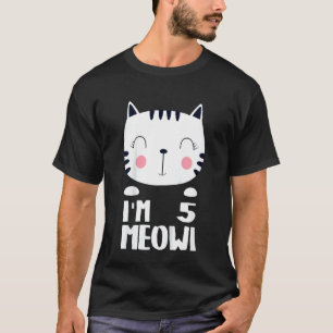 Kinder Fünfte Mädchen Geburtstag Kawi Katze Ich bi T-Shirt