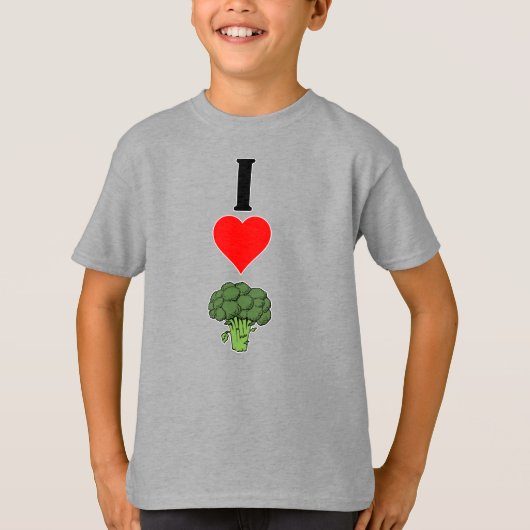 Kinder Funny I Liebe (Herz) Broccoli T-Shirt (Vorderseite)