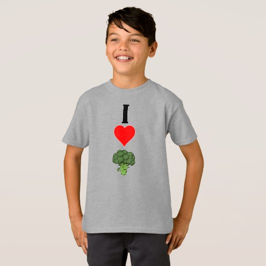 Kinder Funny I Liebe (Herz) Broccoli T-Shirt (Vorne ganz)