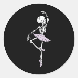 Kinder Funny Skeleton Tanzen Ballett Liebhaber Spo Runder Aufkleber