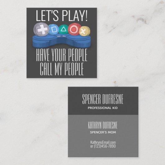 Kinder für Gamecontroller Quadratische Visitenkarte (Vorne/Hinten)