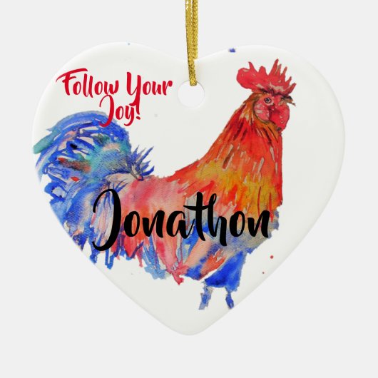 Kinder für Hühnerrooster Aquarell Keramik Ornament (Vorne)