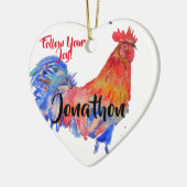 Kinder für Hühnerrooster Aquarell Keramik Ornament (Links)