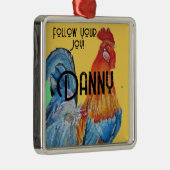 Kinder für Hühnerrooster Aquarell Ornament Aus Metall (Rechts)